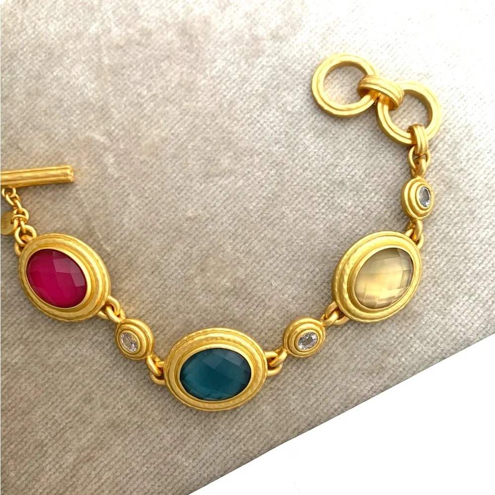 JULIE VOS® Tudor Large, Trillion cut stone gemstone Crystal Burnished Bracelet